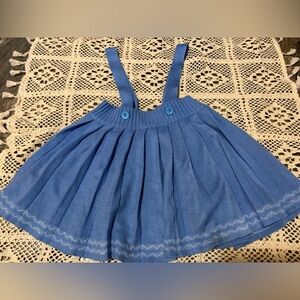 Blue knit pinafore dress Coverall overall Skirt for Toddler 24-30 months 2 years